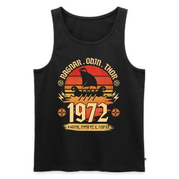 Viking Vintage 1972 50 Jahre Jubiläum - Männer Premium Bio Tank Top - Schwarz - Vorne - Michal (187cm)