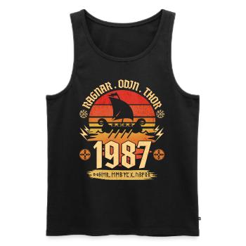 Viking Vintage 1987 35 years Anniversary - Men's Premium Organic Tank Top - black - Front - Michal (187cm)