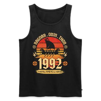 Viking Vintage 1992 30 Jahre Jubiläum - Männer Premium Bio Tank Top - Schwarz - Vorne - Michal (187cm)