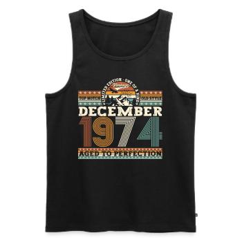 December Vintage 1974 48th Birthday Gift - Men's Premium Organic Tank Top - black - Front - Michal (187cm)
