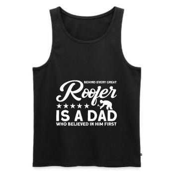 Papa Père Couvreur Père Famille - Débardeur bio Premium Homme - noir - Devant - AI Model Male 178 light (178cm)