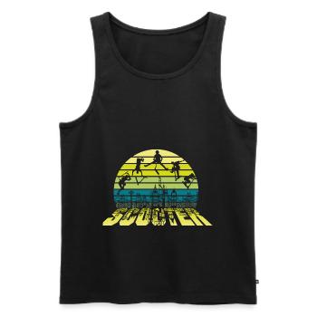 Retro Stunt Scooter Stunts über der Stadt - Männer Premium Bio Tank Top - Schwarz - Vorne - AI Model Male 178 light (178cm)