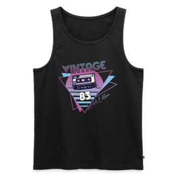 Vintage 1983 Cadeau d’anniversaire Cassette Rétro - Débardeur bio Premium Homme - noir - Devant - Michal (187cm)