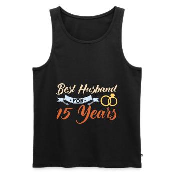 15th Wedding Anniversary Couple Design 15 Years of Marriage - Men's Premium Organic Tank Top - black - Front - AI Model Male 178 light (178cm)