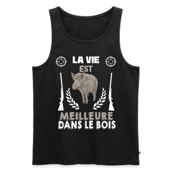 La Vie Est Meilleure Dans Le Bois - Débardeur bio Premium Homme - noir - Devant - Michal (187cm)