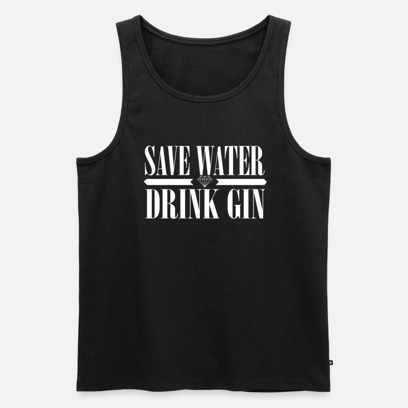 save water drink gin - Männer Premium Bio Tank Top - Schwarz
