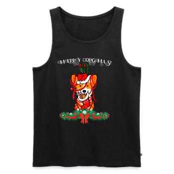 Joyeux Corgmas Welsh Corgi Cadeau de Noël - Débardeur bio Premium Homme - noir - Devant - Michal (187cm)
