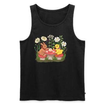 Cottagecore Esthétique Rabbit Duck Tea Time - Débardeur bio Premium Homme - noir - Devant - Michal (187cm)