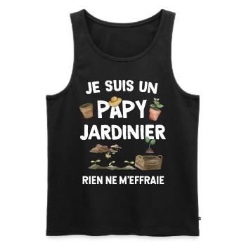 Je Suis un papy jardinier rien ne m'effraie - Débardeur bio Premium Homme - noir - Devant - Michal (187cm)
