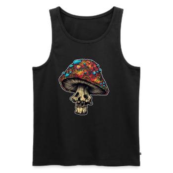 Trippy Mushrooms Skull - Männer Premium Bio Tank Top - Schwarz - Vorne - Michal (187cm)