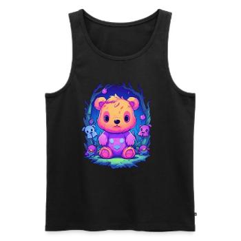 Cute Pink Bear Teddy Cuddly Toy - Men's Premium Organic Tank Top - black - Front - Michal (187cm)