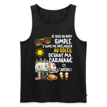 La Caravane De Mon Papy Il L'Aime Bien - Débardeur bio Premium Homme - noir - Devant - AI Model Male 178 light (178cm)