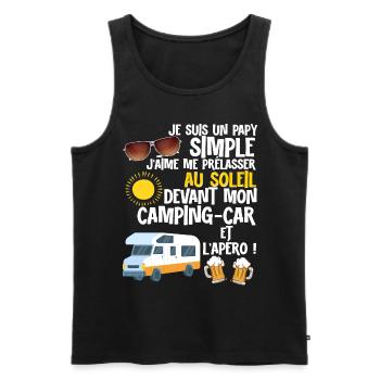 Camping-car Papy et Apéro - Débardeur bio Premium Homme - noir - Devant - Michal (187cm)