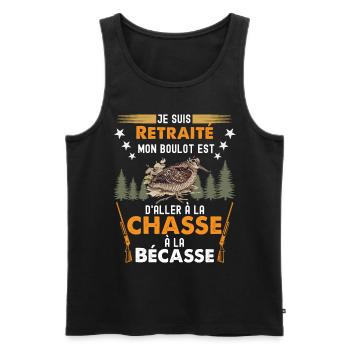 Retraité Chasseur de bécasse Humour Chasse Gibiers - Débardeur bio Premium Homme - noir - Devant - AI Model Male 178 light (178cm)