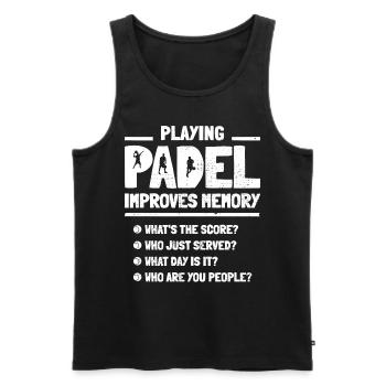 Das Spielen von Padel hilft beim Padel-Gedächtnisspaß - Männer Premium Bio Tank Top - Schwarz - Vorne - AI Model Male 178 light (178cm)