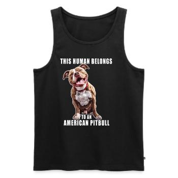 This Human Belongs To An American Pitbull Terrier - Men's Premium Organic Tank Top - black - Front - Michal (187cm)