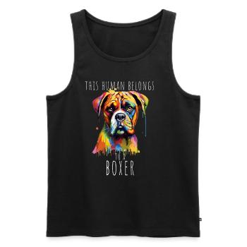 This Human Belongs To A Boxer Dog Dog Owner - Men's Premium Organic Tank Top - black - Front - Michal (187cm)