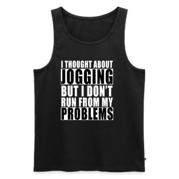 I Thought About JoggingSaying Funny Lazy Laziness - Men's Premium Organic Tank Top - black - Front - Michal (187cm)