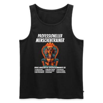 Lustig Professioneller Menschentrainer Dackel Hund - Männer Premium Bio Tank Top - Schwarz - Vorne - AI Model Male 178 light (178cm)