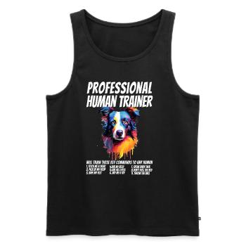 Dresseur humain professionnel Border Collie Dog - Débardeur bio Premium Homme - noir - Devant - Michal (187cm)