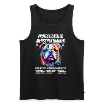 Dresseur humain professionnel Bouledogue Chien - Débardeur bio Premium Homme - noir - Devant - Michal (187cm)