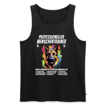 Professioneller Mnschentrainer Schäferhund Hund - Männer Premium Bio Tank Top - Schwarz - Vorne - AI Model Male 178 light (178cm)