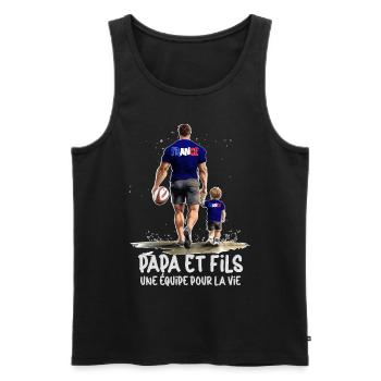 Rugby Vater & Sohn Mann & Kind - Männer Premium Bio Tank Top - Schwarz - Vorne - Michal (187cm)
