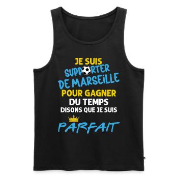 Marseille Supporter Foot Homme Et Enfant - Débardeur bio Premium Homme - noir - Devant - AI Model Male 178 light (178cm)