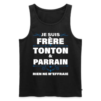 Frère Tonton Et Parrain Homme Et Filleul - Débardeur bio Premium Homme - noir - Devant - Michal (187cm)