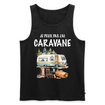 Caravane Homme Femme Papy Mamie Camping - Débardeur bio Premium Homme - noir - Devant - Michal (187cm)