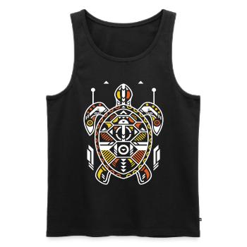 Tribal Turtle Tattoo Polynesia Tahiti - Men's Premium Organic Tank Top - black - Front - AI Model Male 178 light (178cm)