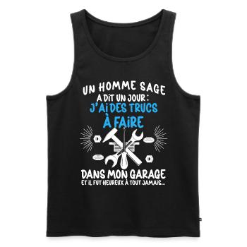 Man Garage Dad Motorcycle Car Mechanic - Men's Premium Organic Tank Top - black - Front - Michal (187cm)