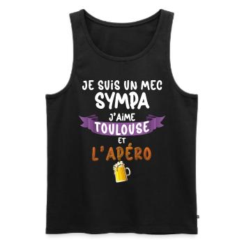 Toulouse Mec Sympa Homme Apéro Bière Foot - Débardeur bio Premium Homme - noir - Devant - Michal (187cm)