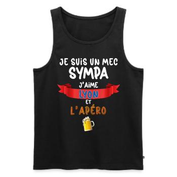 Lyon Homme Foot Apéro Bière Supporter Match - Débardeur bio Premium Homme - noir - Devant - Michal (187cm)