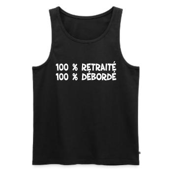 Mon Papy Est Retraité Et Il Est Surtout Débordé - Débardeur bio Premium Homme - noir - Devant - AI Model Male 178 light (178cm)