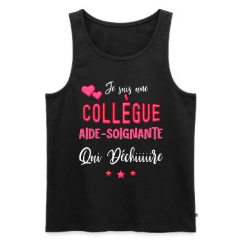 Collègue De Travail Aide Soignante Qui Déchire - Débardeur bio Premium Homme - noir - Devant - Michal (187cm)