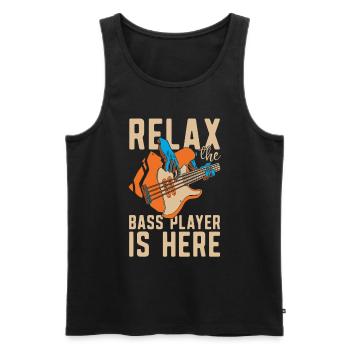 Entspannen Sie Sich, Der Bassist Ist Hier - Männer Premium Bio Tank Top - Schwarz - Vorne - Michal (187cm)