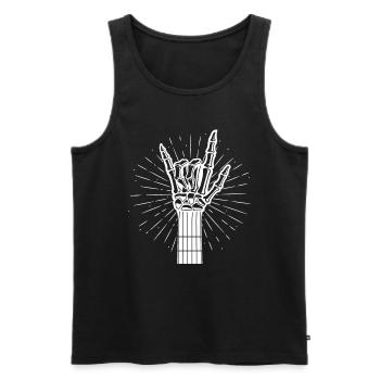 Rock-sign-guitar-head-skeleton-hand-guitarist - Men's Premium Organic Tank Top - black - Front - AI Model Male 178 light (178cm)