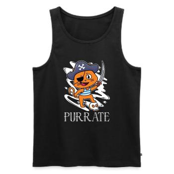 Purrate Pirate Costume Chat Amoureux Mignon - Débardeur bio Premium Homme - noir - Devant - Michal (187cm)