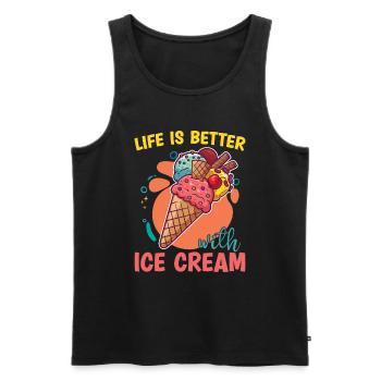Das Leben Ist Besser Mit Ice Cream Gelato Lover - Männer Premium Bio Tank Top - Schwarz - Vorne - Michal (187cm)
