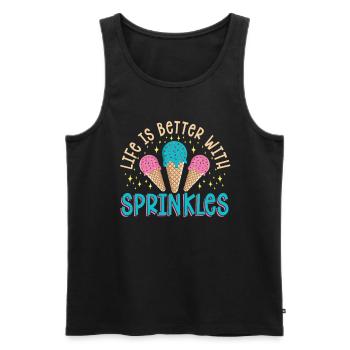 Life Is Better With Sprinkles Ice Cream Lover - Men's Premium Organic Tank Top - black - Front - Michal (187cm)