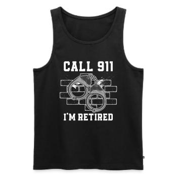 Appelez la police Je suis un policier à la retraite - Débardeur bio Premium Homme - noir - Devant - Michal (187cm)