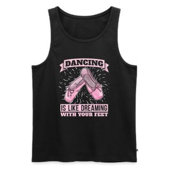Danser, c’est comme rêver avec ses pieds ballerine - Débardeur bio Premium Homme - noir - Devant - Michal (187cm)