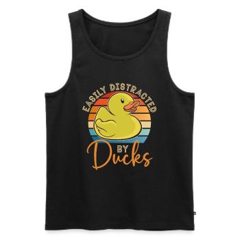 Easily Distracted By Ducks Duck Lover Ducks Farm - Men's Premium Organic Tank Top - black - Front - Michal (187cm)