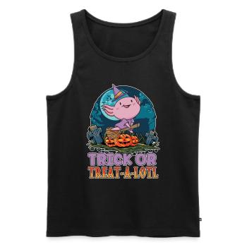 Trick Or Treat-a-lotl Axolotl Lovers Halloween - Men's Premium Organic Tank Top - black - Front - Michal (187cm)