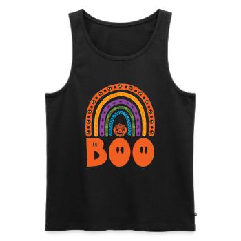 Boo Colorful Rainbow Pumpkin Halloween Costume - Men's Premium Organic Tank Top - black - Front - Michal (187cm)