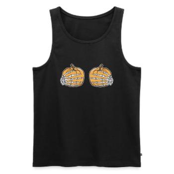 Pumpkin skeleton hand Funny Halloween costume - Men's Premium Organic Tank Top - black - Front - Michal (187cm)