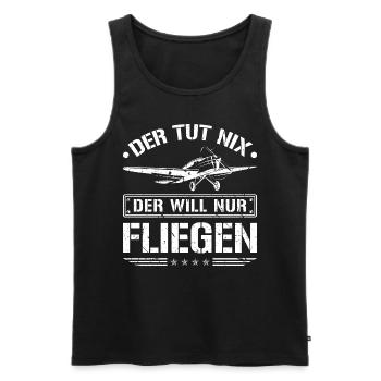 Der Will Nur Fliegen Flugzeug Pilot Flieger - Männer Premium Bio Tank Top - Schwarz - Vorne - Michal (187cm)