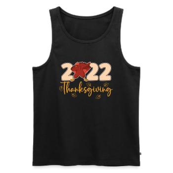 Citrouille de dinde de la saison d’automne de Thanksgiving 2022 - Débardeur bio Premium Homme - noir - Devant - AI Model Male 178 light (178cm)