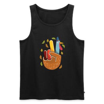 Peace Turkey Thanksgiving Fall Season Pumpkin - Débardeur bio Premium Homme - noir - Devant - AI Model Male 178 light (178cm)
